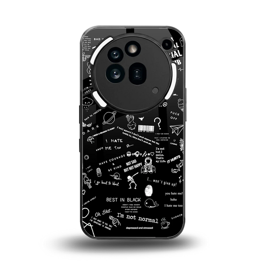 Minimalistic Black Aesthetic Collage back phone cover | glass case for nothing phone 3a pro