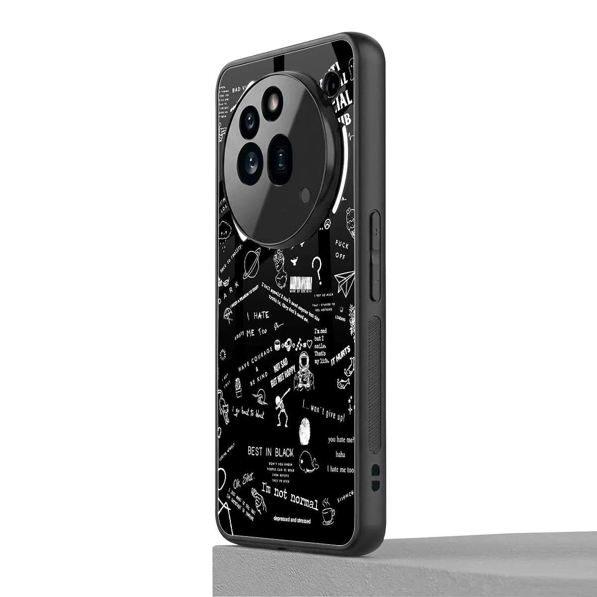 Minimalistic Black Aesthetic Collage nothing phone 3a pro mobile cover | shockproof glass phone case