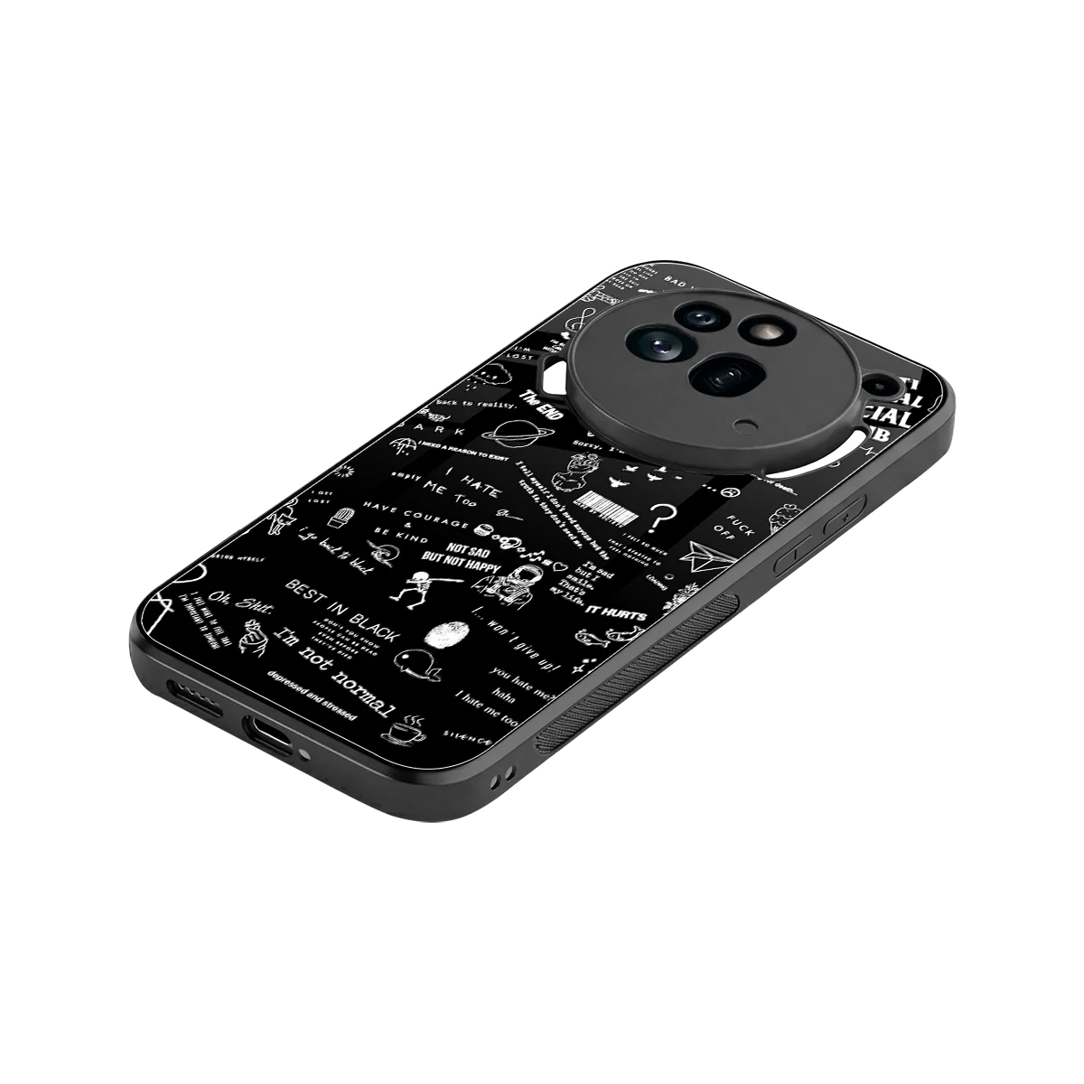 Minimalistic Black Aesthetic Collage stylish phone case for nothing phone 3a pro | glossy glass and slim fit