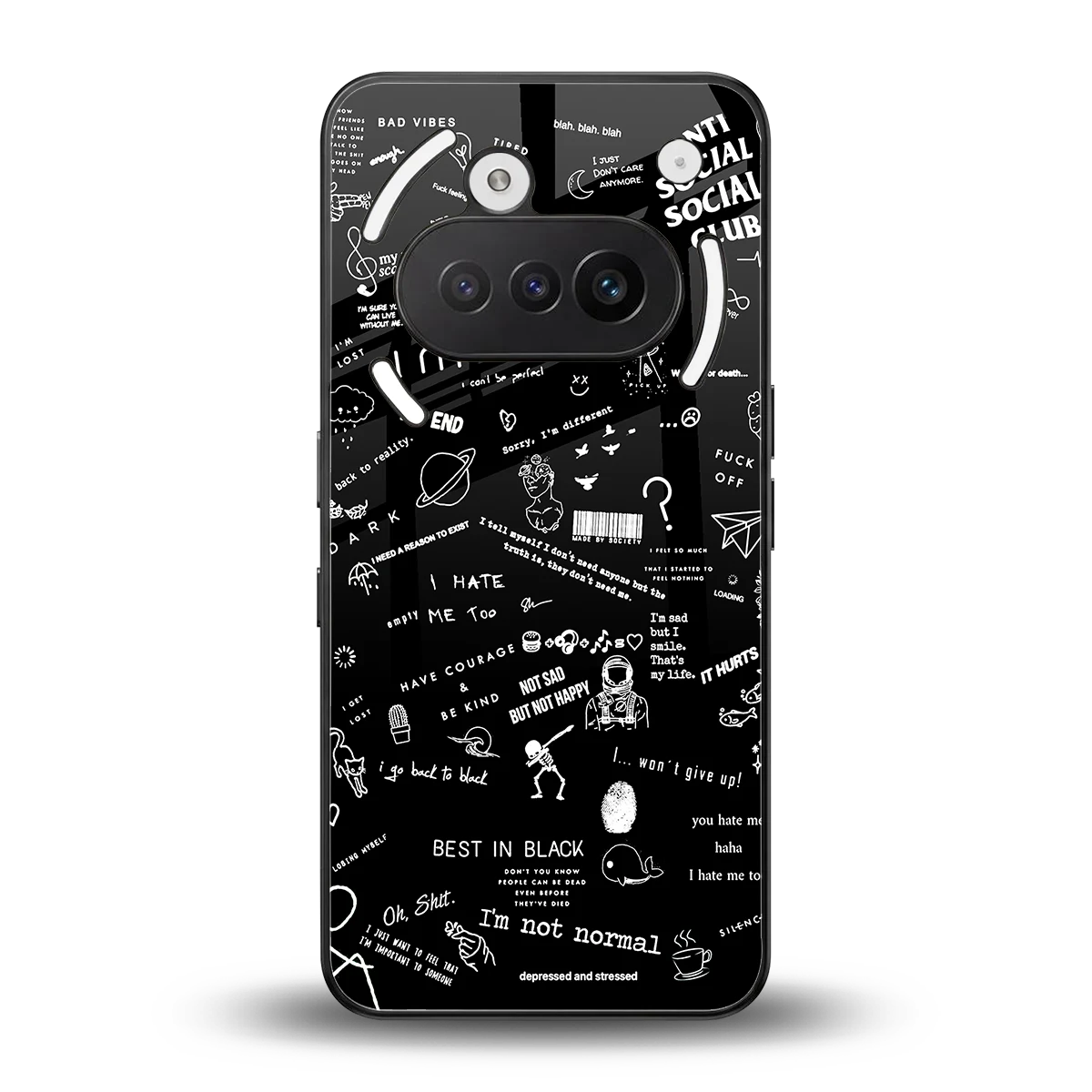 Minimalistic Black Aesthetic Collage back phone cover | glass case for nothing phone 3a