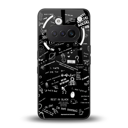 Minimalistic Black Aesthetic Collage back phone cover | glass case for nothing phone 3a