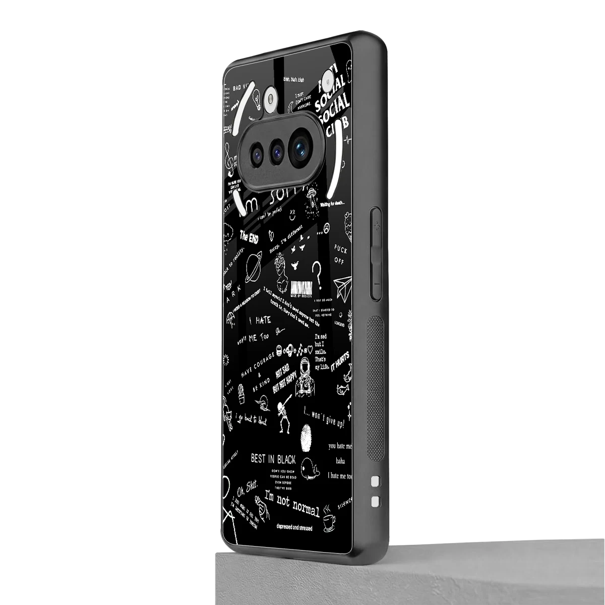Minimalistic Black Aesthetic Collage nothing phone 3a mobile cover | shockproof glass phone case