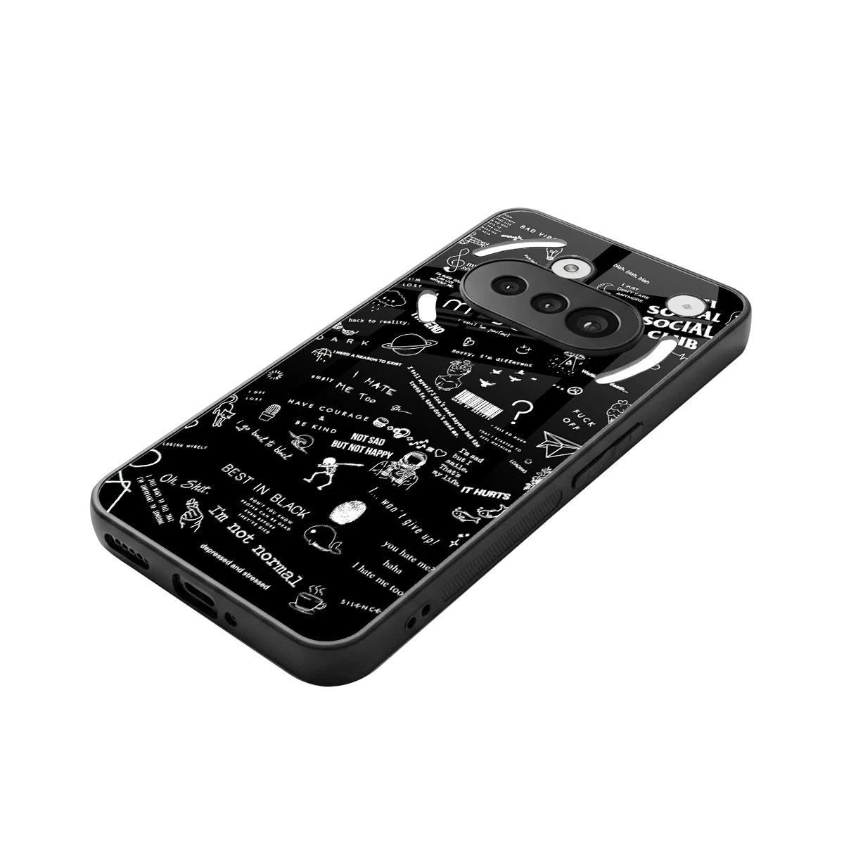 Minimalistic Black Aesthetic Collage stylish phone case for nothing phone 3a | glossy glass and slim fit