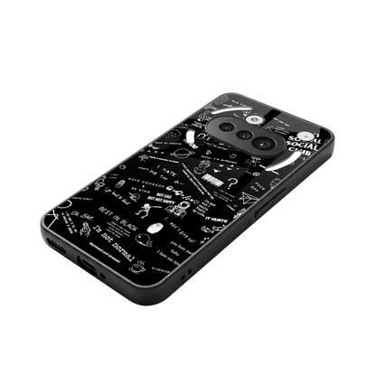 Minimalistic Black Aesthetic Collage stylish phone case for nothing phone 3a | glossy glass and slim fit