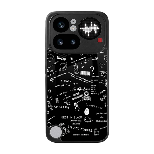 Minimalistic Black Aesthetic Collage back phone cover | glass case for nothing phone 4a pro