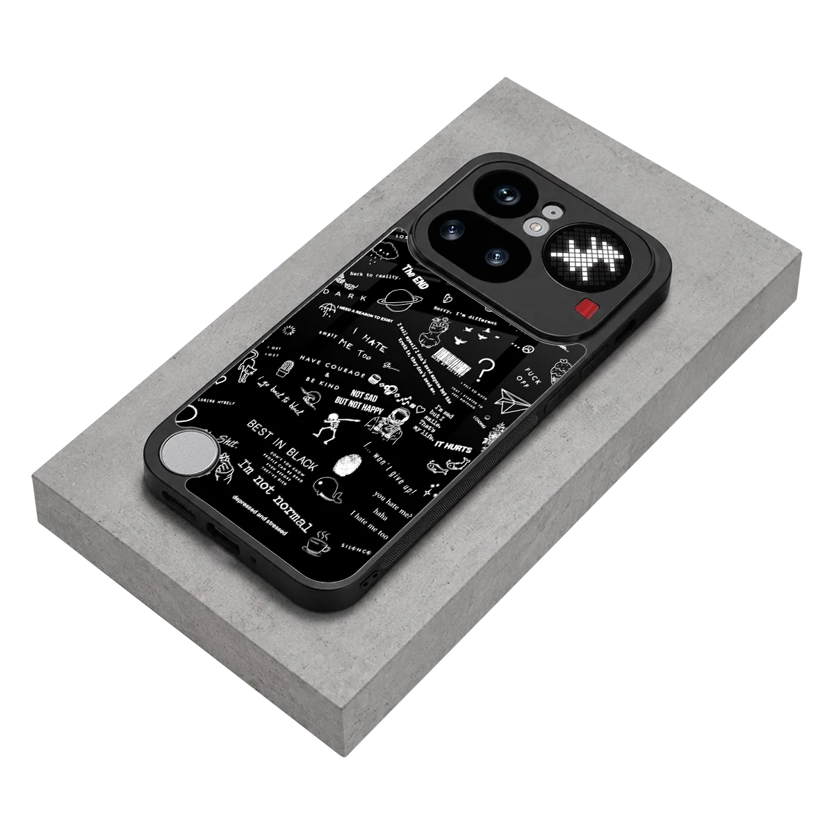 Minimalistic Black Aesthetic Collage stylish phone case for nothing phone 4a pro | glossy glass and slim fit