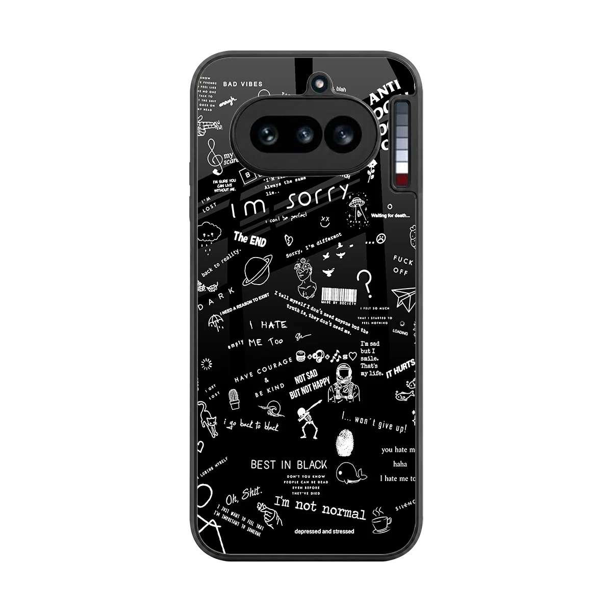 Minimalistic Black Aesthetic Collage back phone cover | glass case for nothing phone 4a