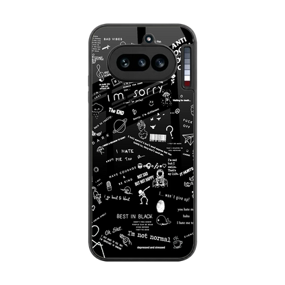 Minimalistic Black Aesthetic Collage back phone cover | glass case for nothing phone 4a