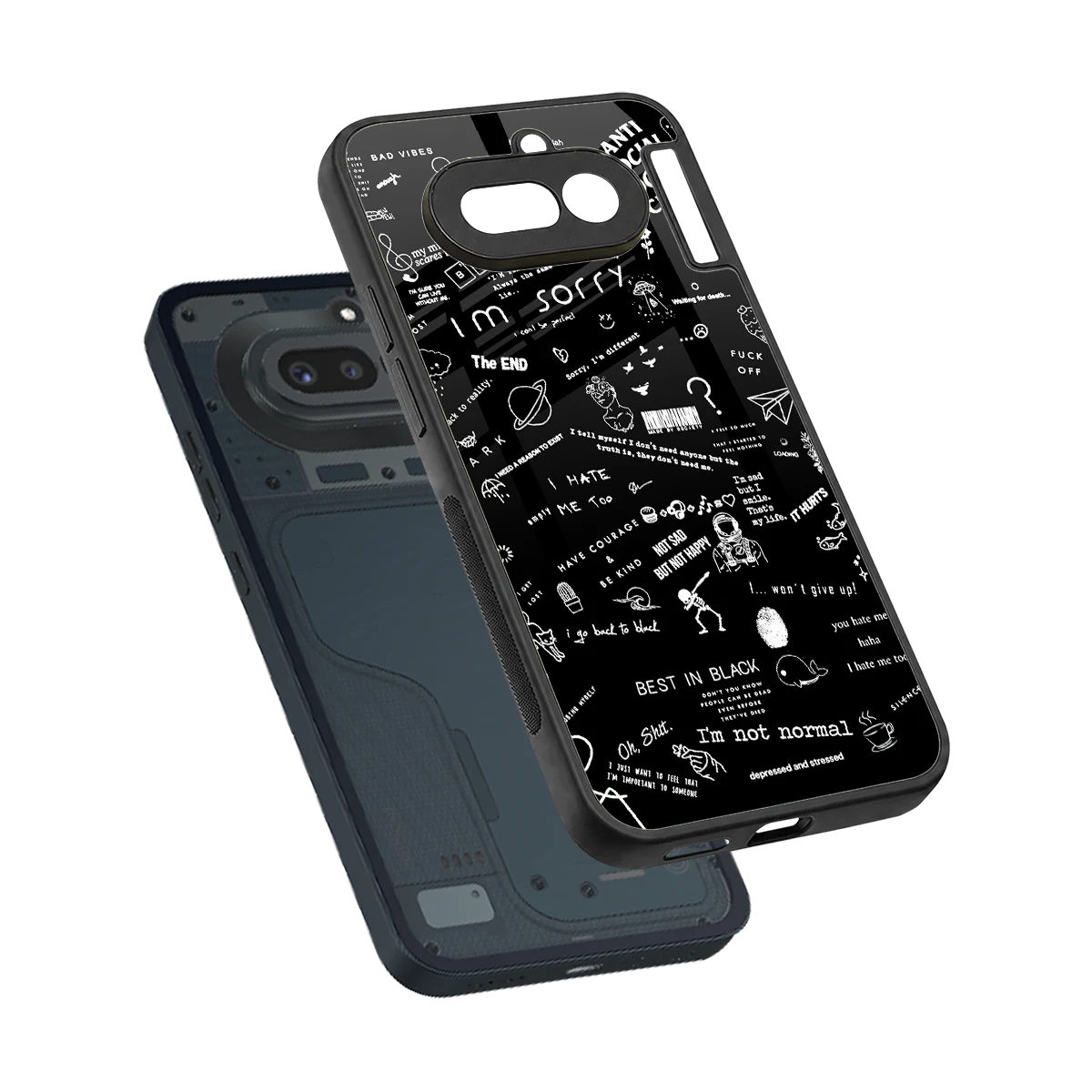 Minimalistic Black Aesthetic Collage sleek nothing phone 4a cover with tempered glass back and TPU edges