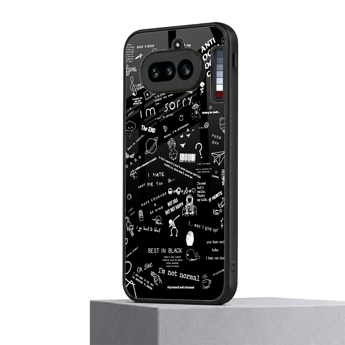 Minimalistic Black Aesthetic Collage nothing phone 4a mobile cover | shockproof glass phone case