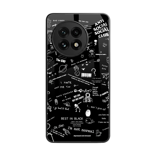Minimalistic Black Aesthetic Collage back phone cover | glass case for oneplus 13r
