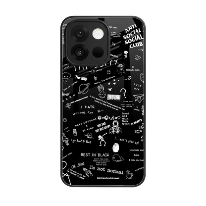 Minimalistic Black Aesthetic Collage back phone cover | glass case for oneplus 13s