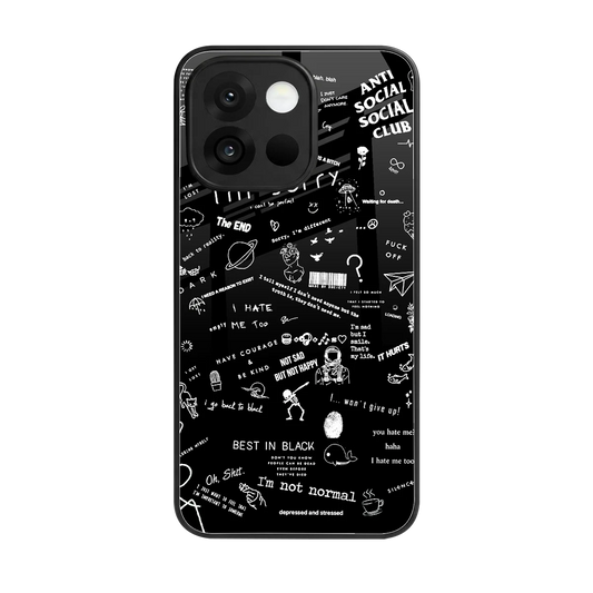 Minimalistic Black Aesthetic Collage back phone cover | glass case for oneplus 13s