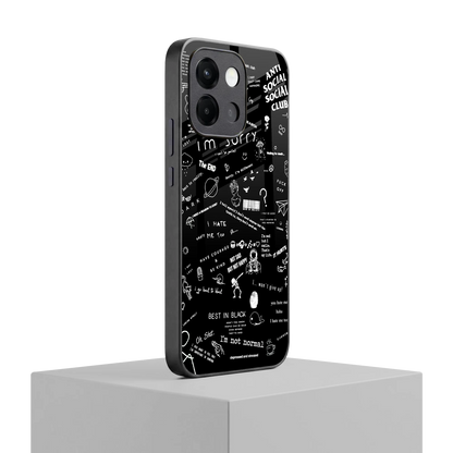 Minimalistic Black Aesthetic Collage oneplus 13s mobile cover | shockproof glass phone case