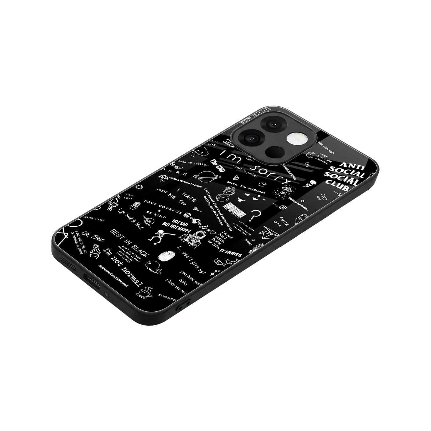 Minimalistic Black Aesthetic Collage stylish phone case for oneplus 13s | glossy glass and slim fit