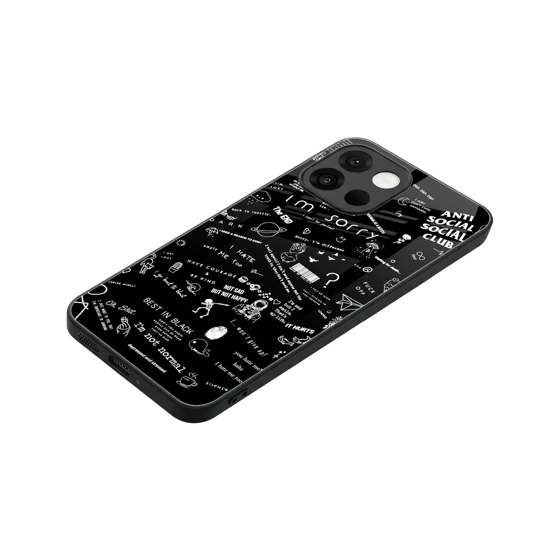 Minimalistic Black Aesthetic Collage stylish phone case for oneplus 13s | glossy glass and slim fit