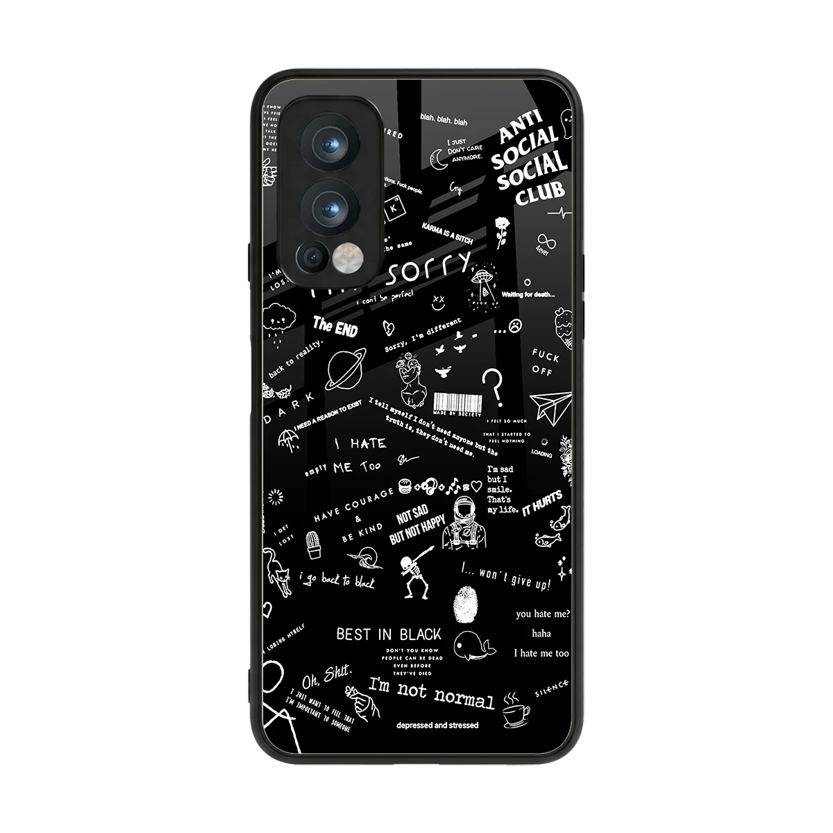 Minimalistic Black Aesthetic Collage back phone cover | glass case for oneplus nord 2
