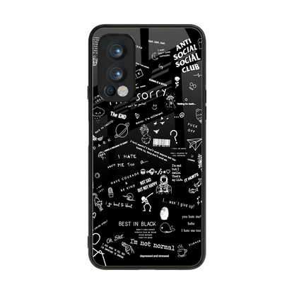 Minimalistic Black Aesthetic Collage back phone cover | glass case for oneplus nord 2