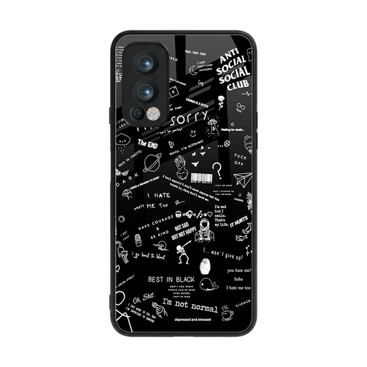 Minimalistic Black Aesthetic Collage back phone cover | glass case for oneplus nord 2