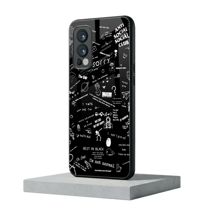 Minimalistic Black Aesthetic Collage oneplus nord 2 mobile cover | shockproof glass phone case