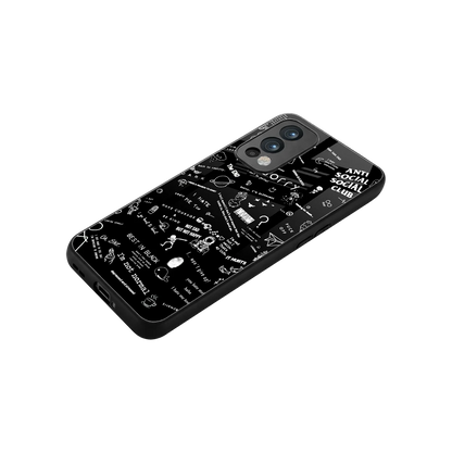 Minimalistic Black Aesthetic Collage stylish phone case for oneplus nord 2 | glossy glass and slim fit