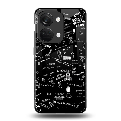 Minimalistic Black Aesthetic Collage back phone cover | glass case for oneplus nord 3
