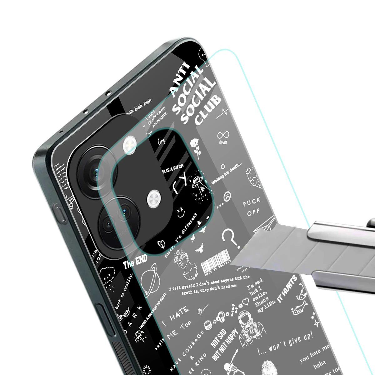 Minimalistic Black Aesthetic Collage stylish phone case for oneplus nord 3 | glossy glass and slim fit