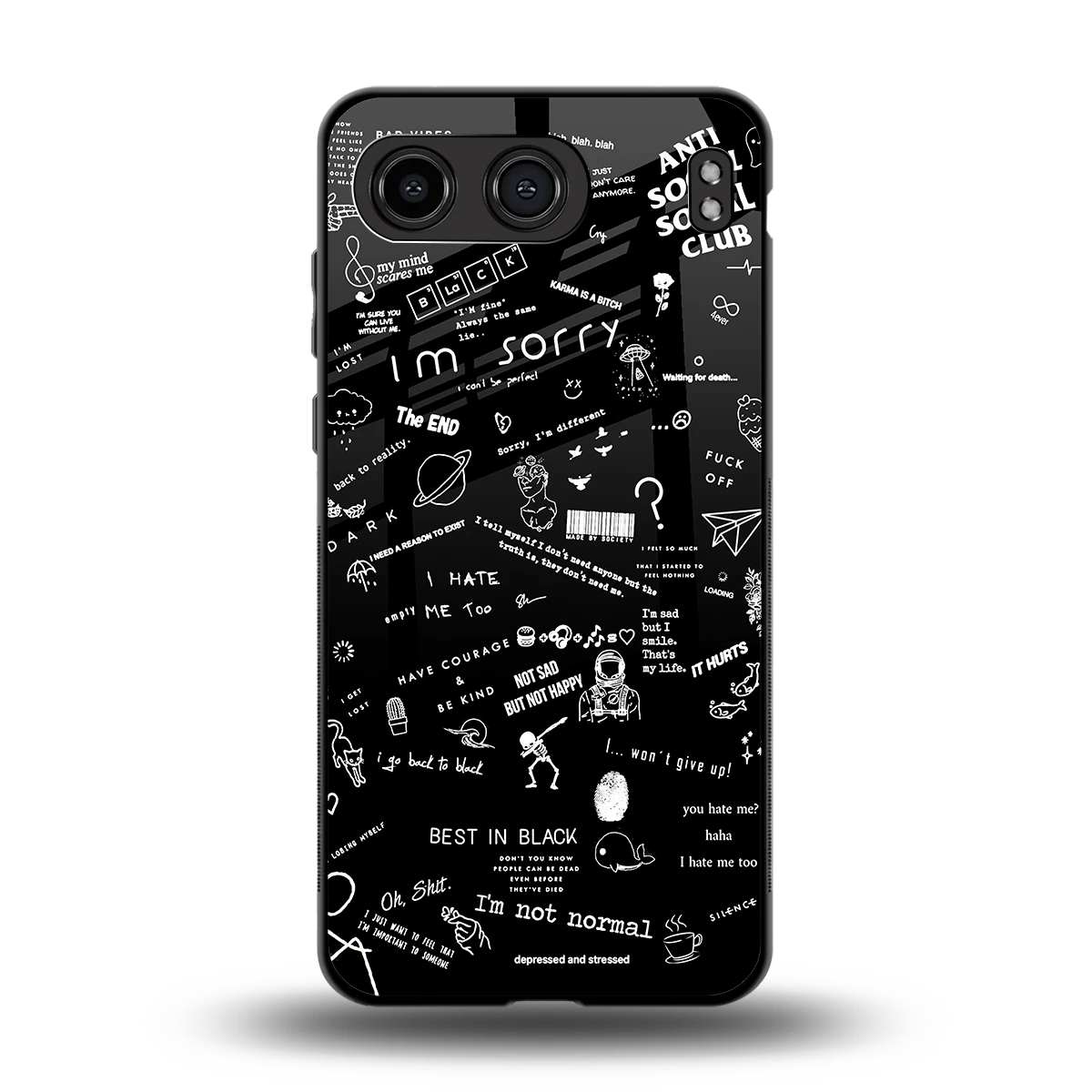 Minimalistic Black Aesthetic Collage back phone cover | glass case for oneplus nord 4