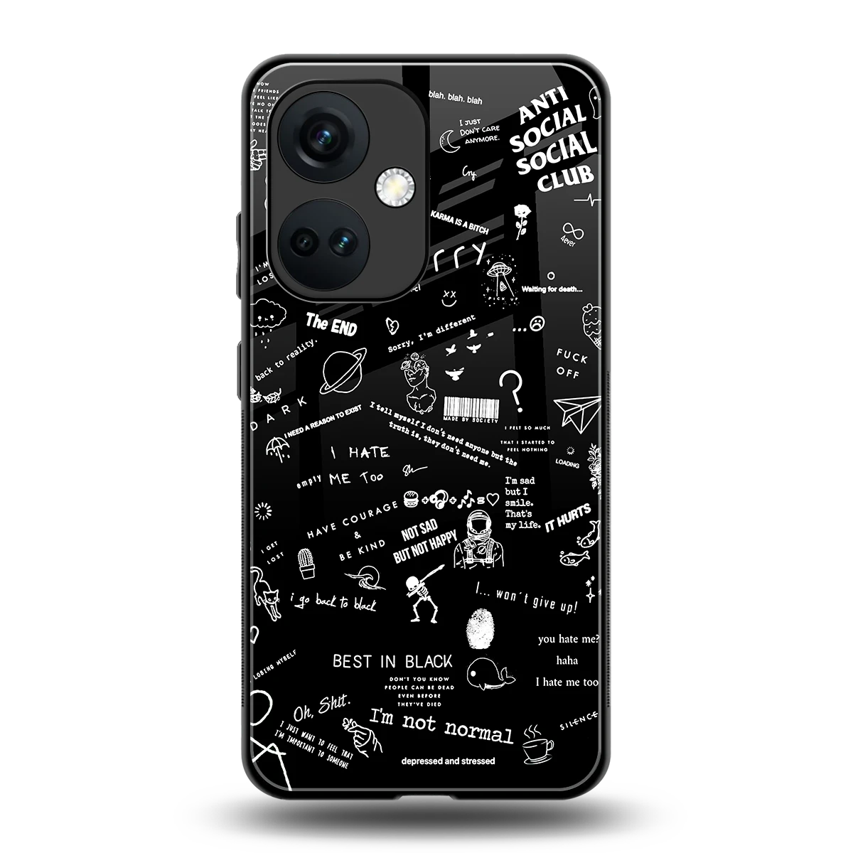 Minimalistic Black Aesthetic Collage back phone cover | glass case for oneplus nord ce 3