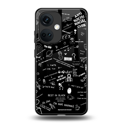 Minimalistic Black Aesthetic Collage back phone cover | glass case for oneplus nord ce 3