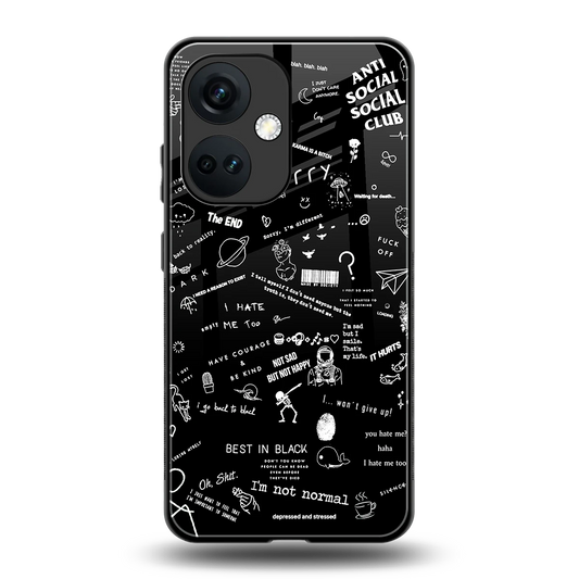 Minimalistic Black Aesthetic Collage back phone cover | glass case for oneplus nord ce 3