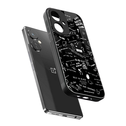 Minimalistic Black Aesthetic Collage sleek oneplus nord ce 3 cover with tempered glass back and TPU edges