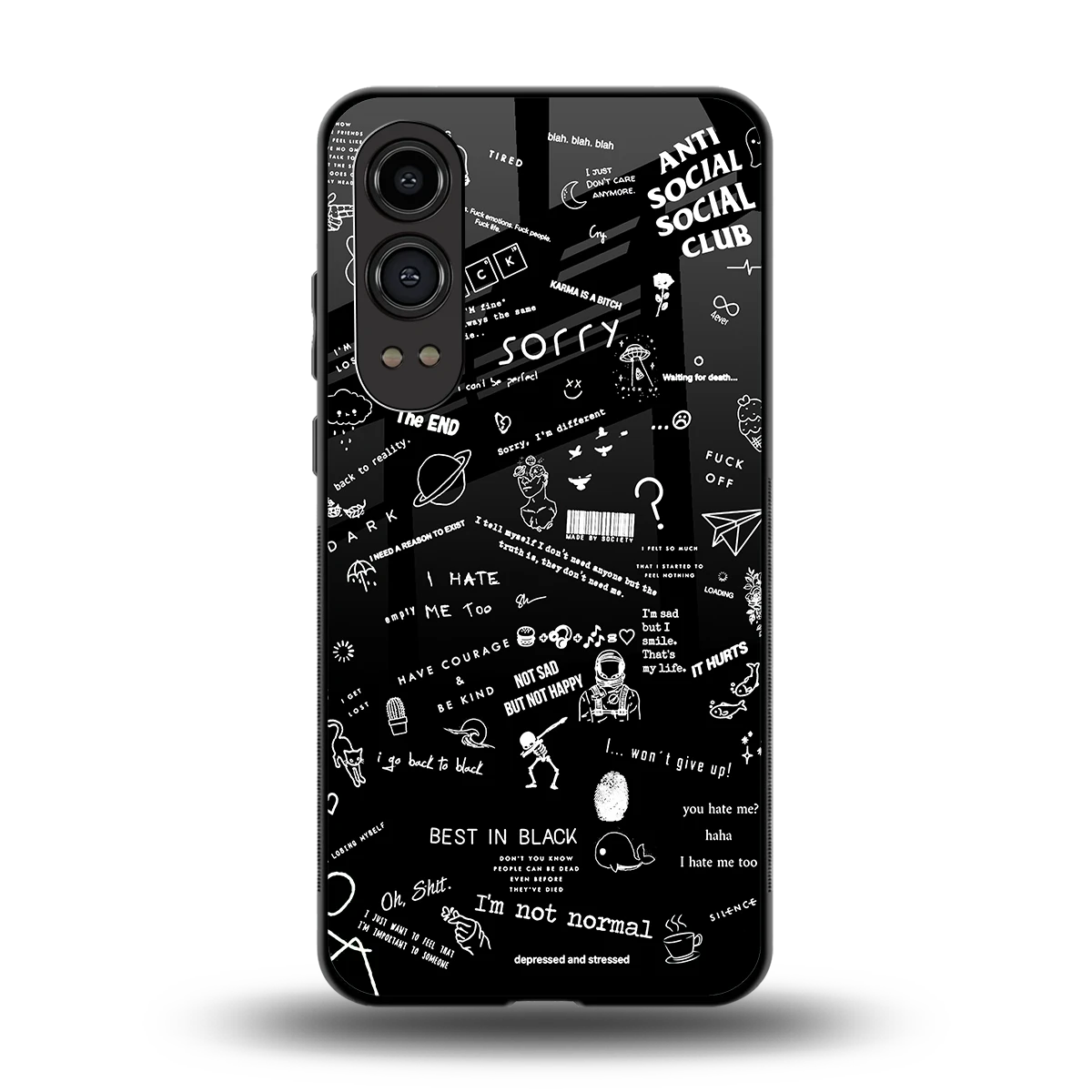 Minimalistic Black Aesthetic Collage back phone cover | glass case for oneplus nord ce 4 lite