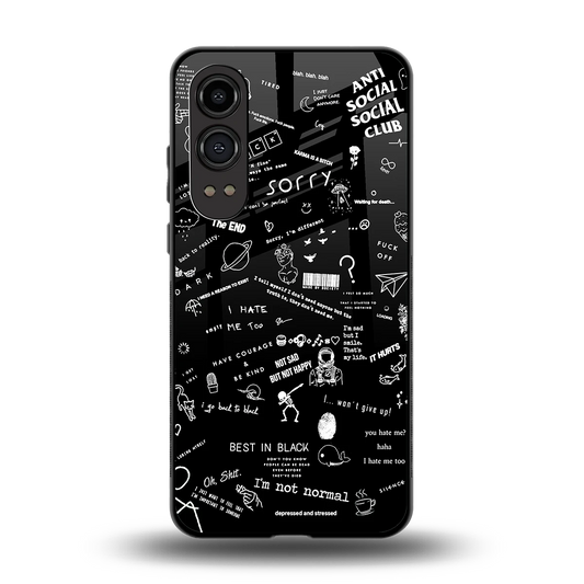 Minimalistic Black Aesthetic Collage back phone cover | glass case for oneplus nord ce 4 lite