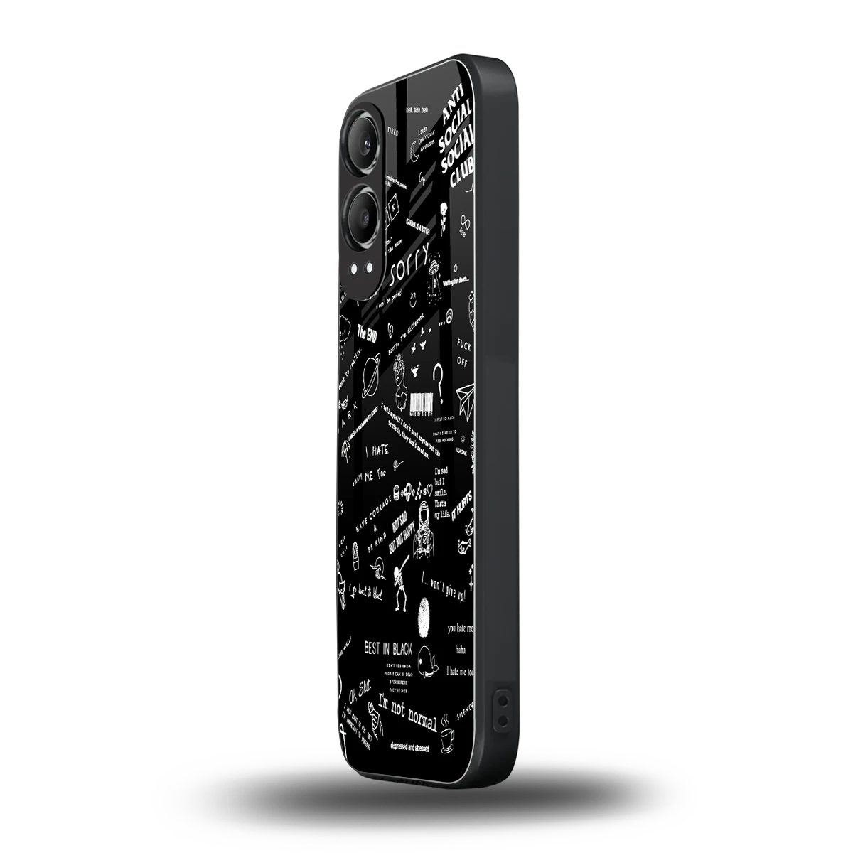 Minimalistic Black Aesthetic Collage oneplus nord ce 4 lite mobile cover | shockproof glass phone case