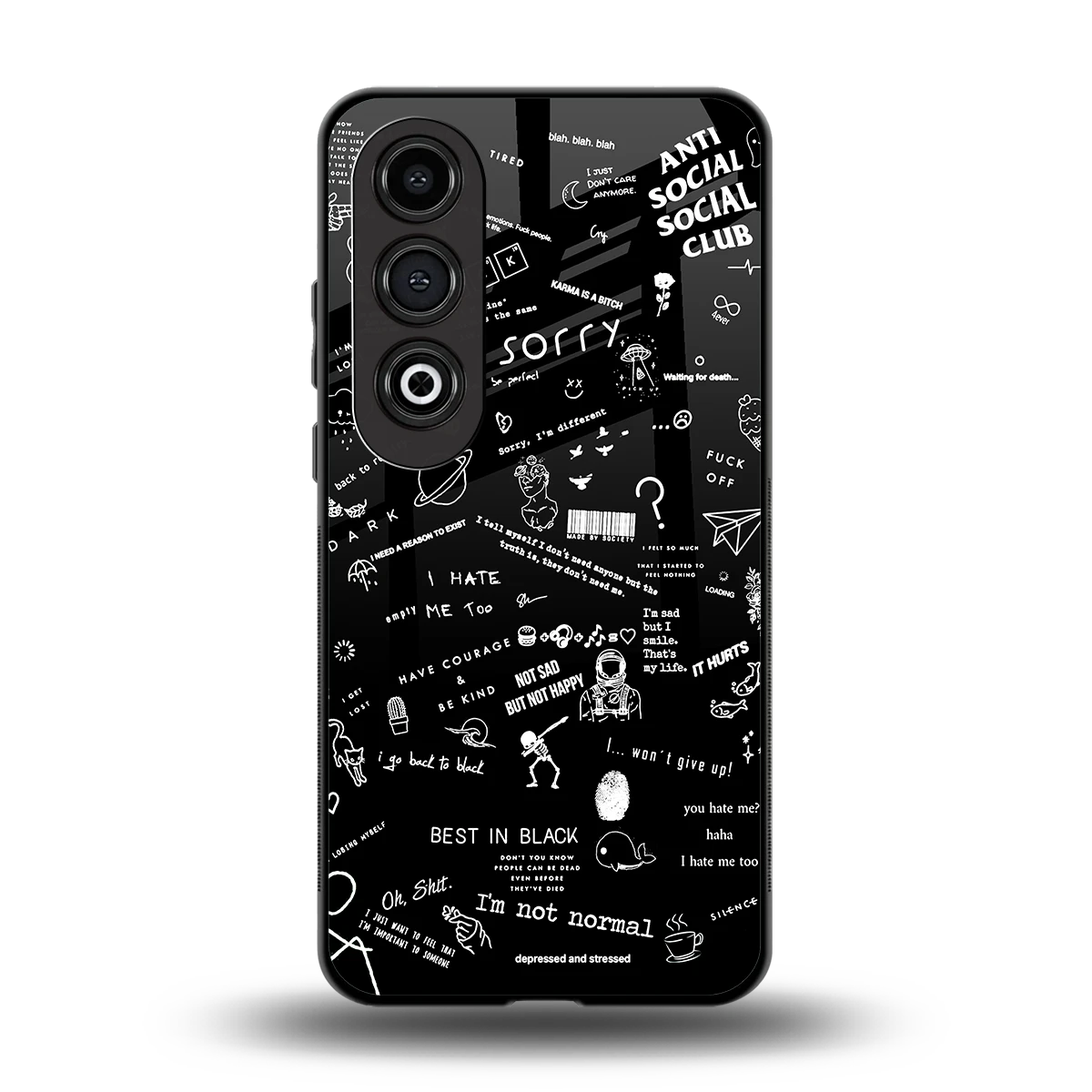 Minimalistic Black Aesthetic Collage back phone cover | glass case for oneplus nord ce 4