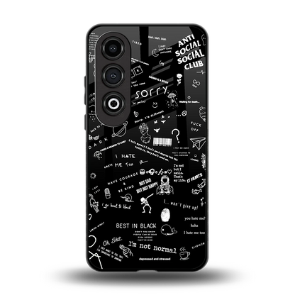 Minimalistic Black Aesthetic Collage back phone cover | glass case for oneplus nord ce 4