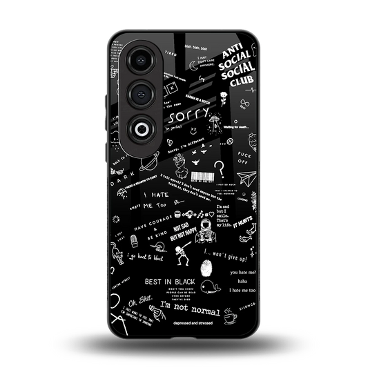 Minimalistic Black Aesthetic Collage back phone cover | glass case for oneplus nord ce 4