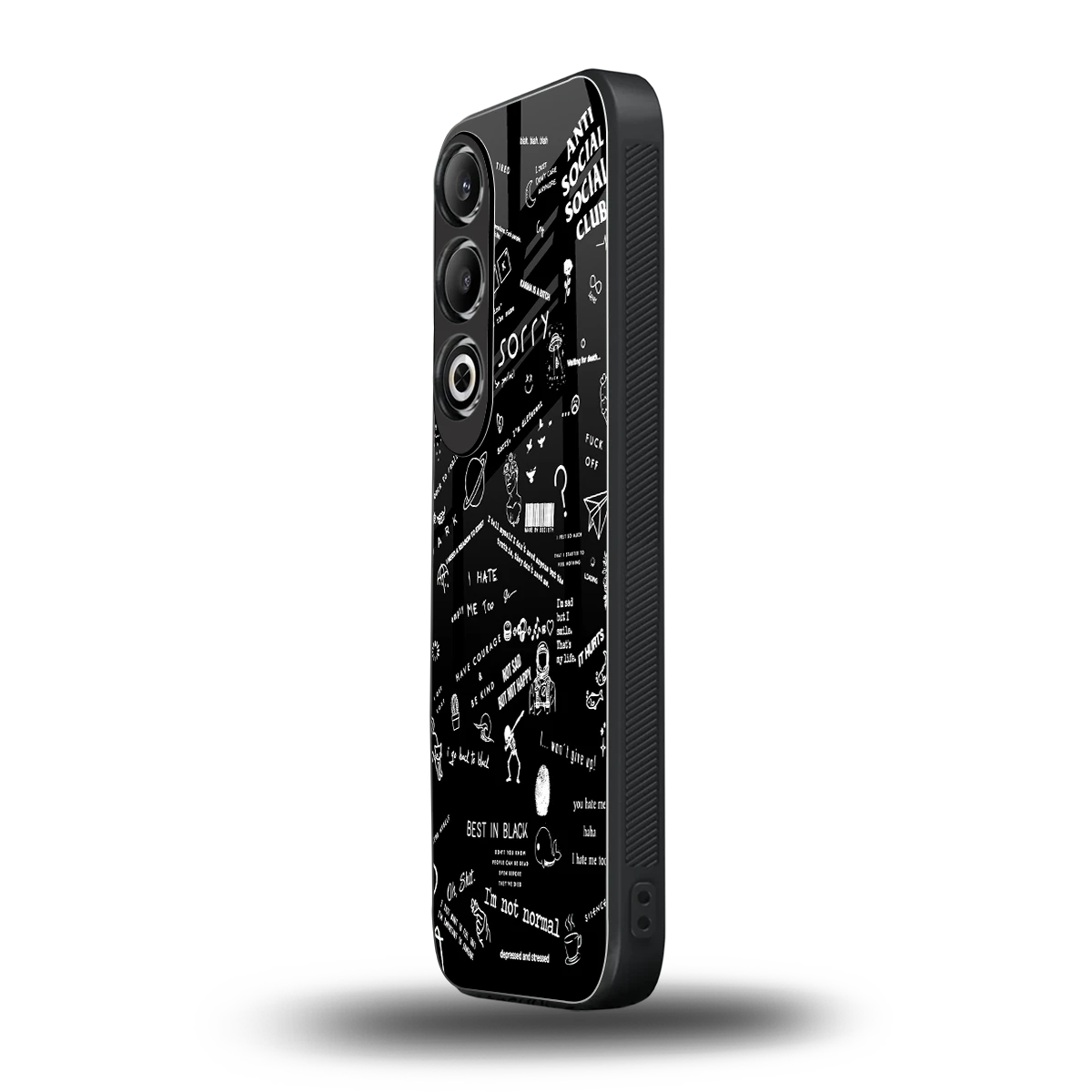 Minimalistic Black Aesthetic Collage oneplus nord ce 4 mobile cover | shockproof glass phone case