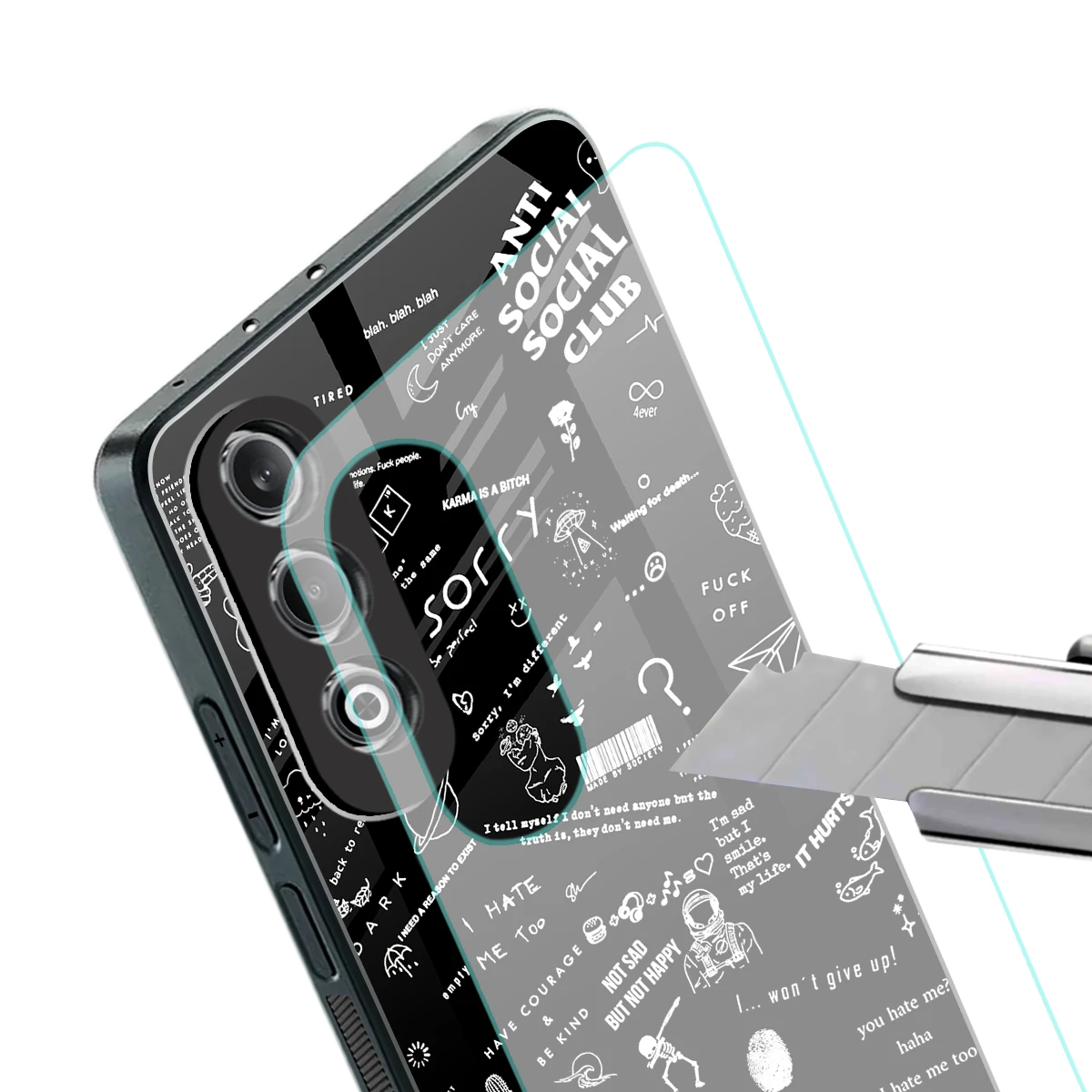 Minimalistic Black Aesthetic Collage stylish phone case for oneplus nord ce 4 | glossy glass and slim fit