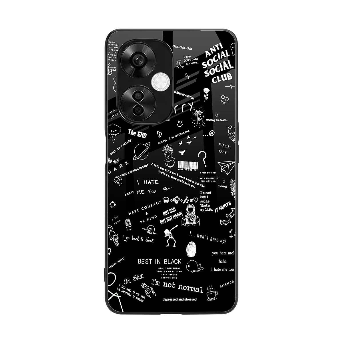 Minimalistic Black Aesthetic Collage back phone cover | glass case for oneplus nord ce 3 lite