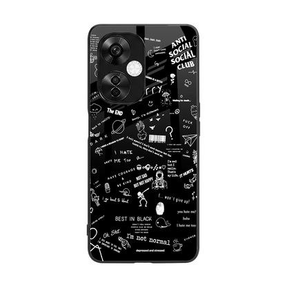 Minimalistic Black Aesthetic Collage back phone cover | glass case for oneplus nord ce 3 lite