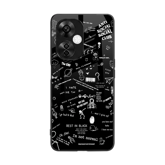 Minimalistic Black Aesthetic Collage back phone cover | glass case for oneplus nord ce 3 lite