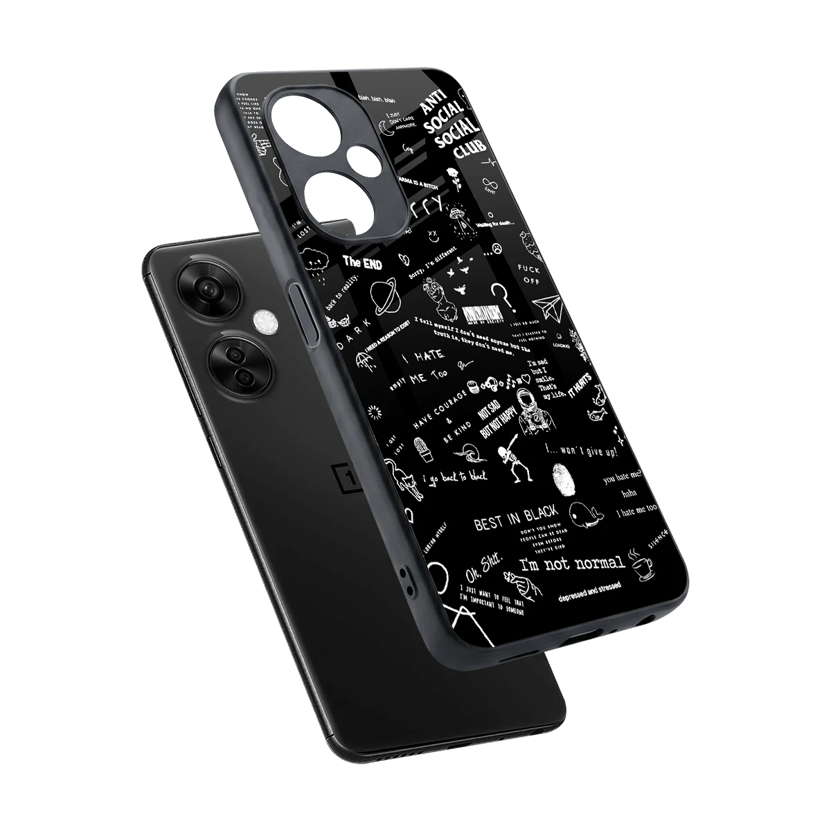 Minimalistic Black Aesthetic Collage sleek oneplus nord ce 3 lite cover with tempered glass back and TPU edges