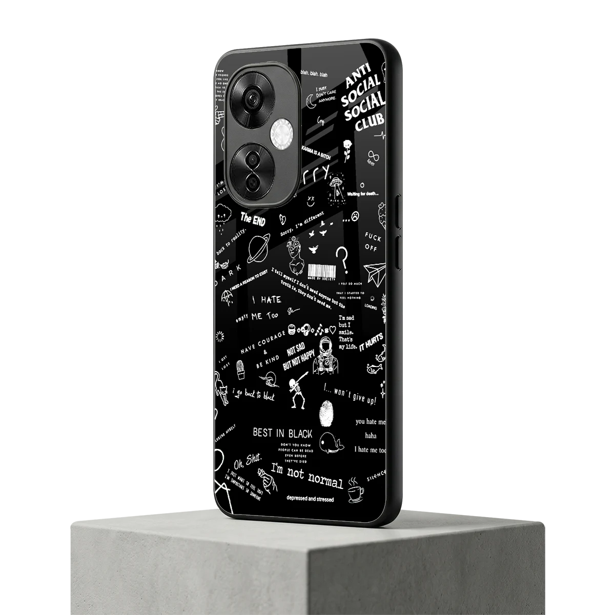 Minimalistic Black Aesthetic Collage oneplus nord ce 3 lite mobile cover | shockproof glass phone case