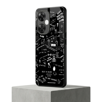 Minimalistic Black Aesthetic Collage oneplus nord ce 3 lite mobile cover | shockproof glass phone case