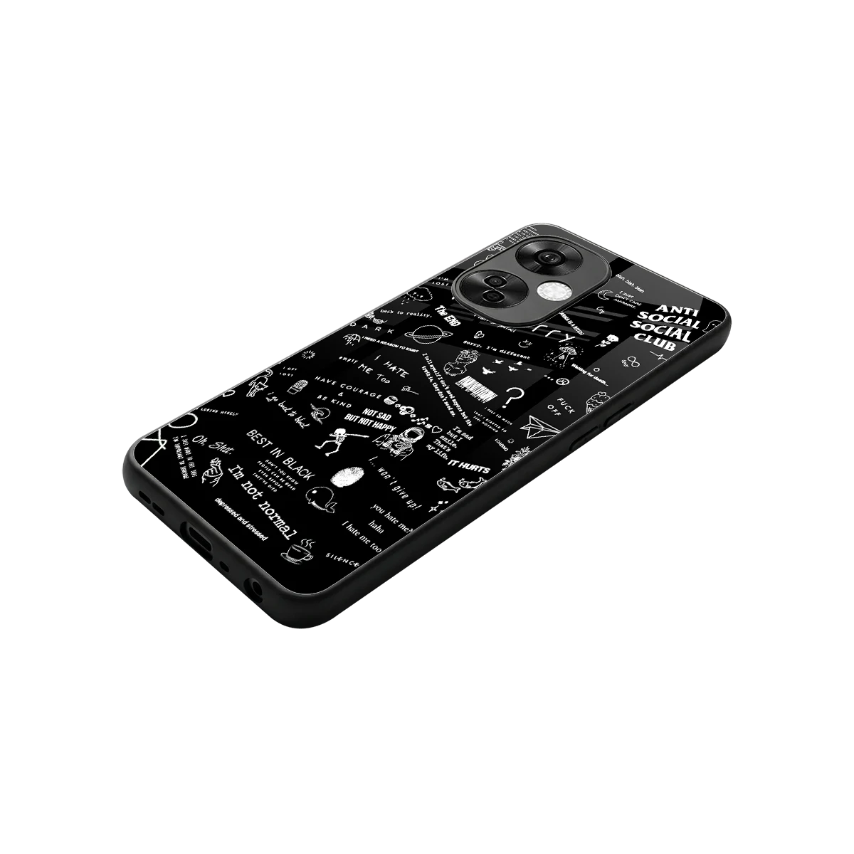 Minimalistic Black Aesthetic Collage stylish phone case for oneplus nord ce 3 lite | glossy glass and slim fit
