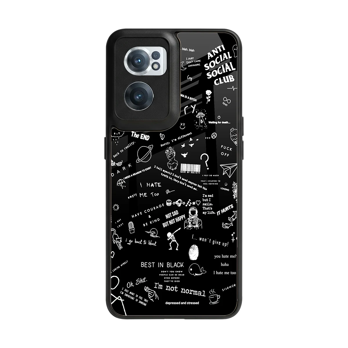 Minimalistic Black Aesthetic Collage back phone cover | glass case for oneplus nord ce 2