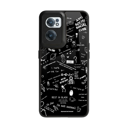 Minimalistic Black Aesthetic Collage back phone cover | glass case for oneplus nord ce 2