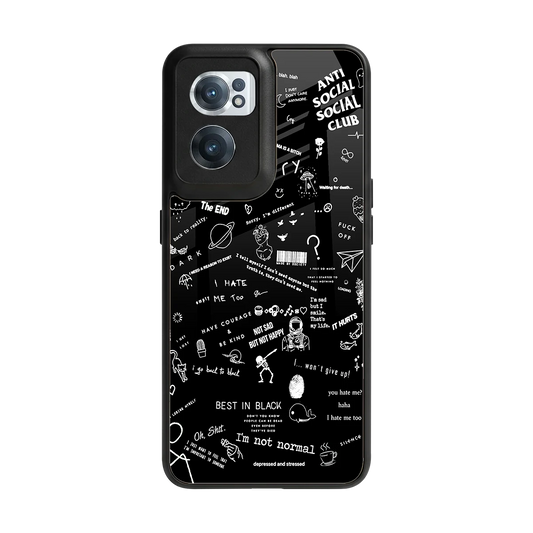 Minimalistic Black Aesthetic Collage back phone cover | glass case for oneplus nord ce 2